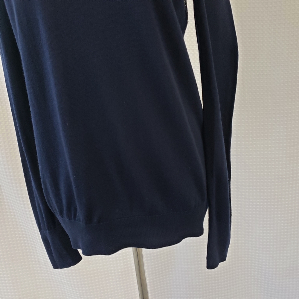 Equipment Femme Wool Sweater Pearl Lace Back Sweater Navy Blue size Small - Picture 3 of 8
